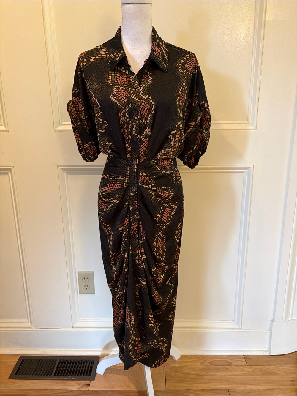 Steve Madden Black Maxi Dress with Rust Print Accents